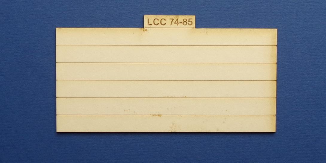 LCC 74-85 O gauge plank panel for coal staithes type 2 Plank panel for coal staithes. Single side engraved. 
